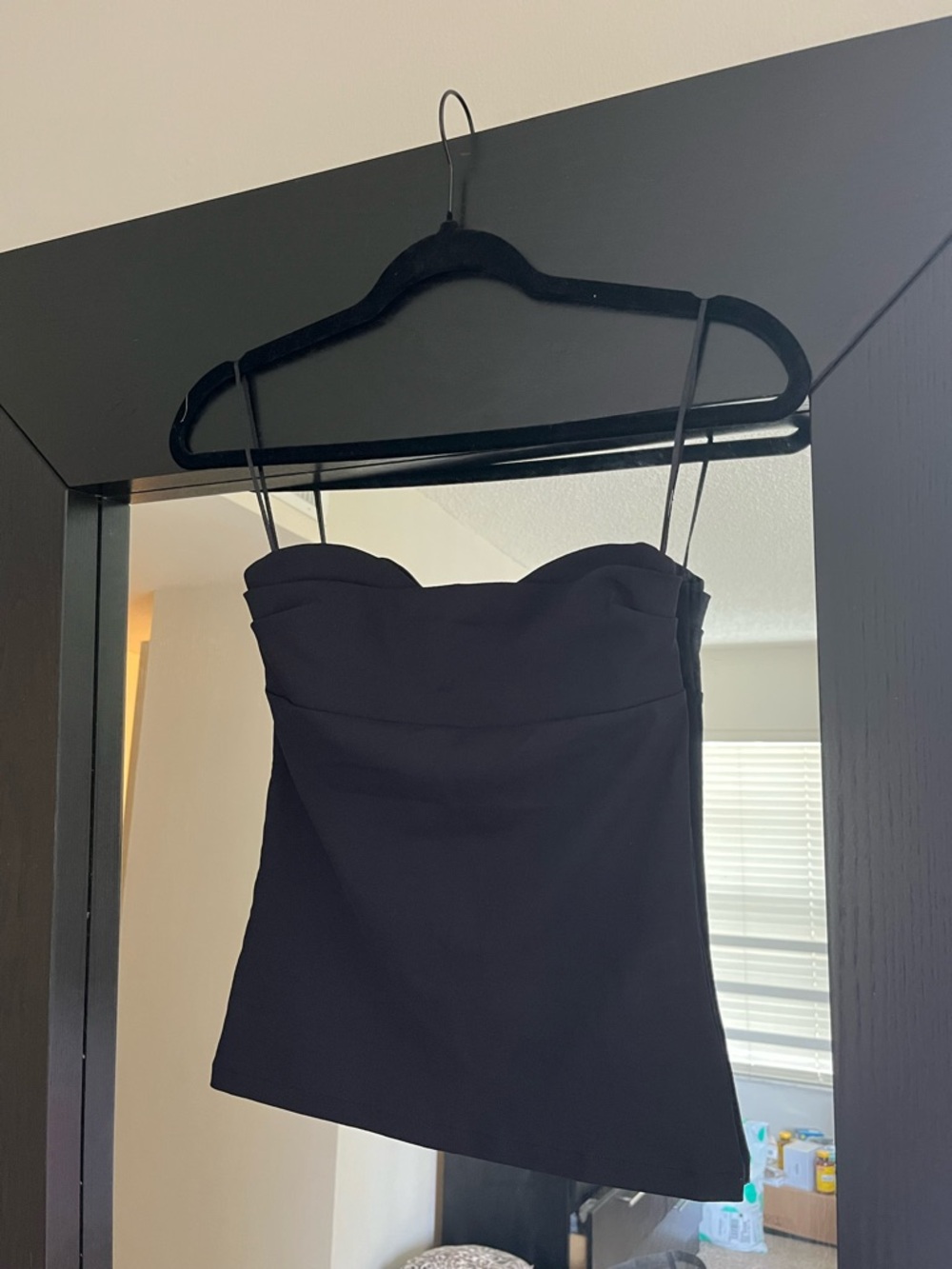 Zara Black Strapless Crop Top with Spaghetti Straps